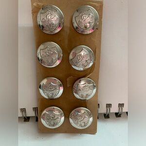 Vintage Ohio State Seal Silver Tone Metal Buttons-Set Of 8